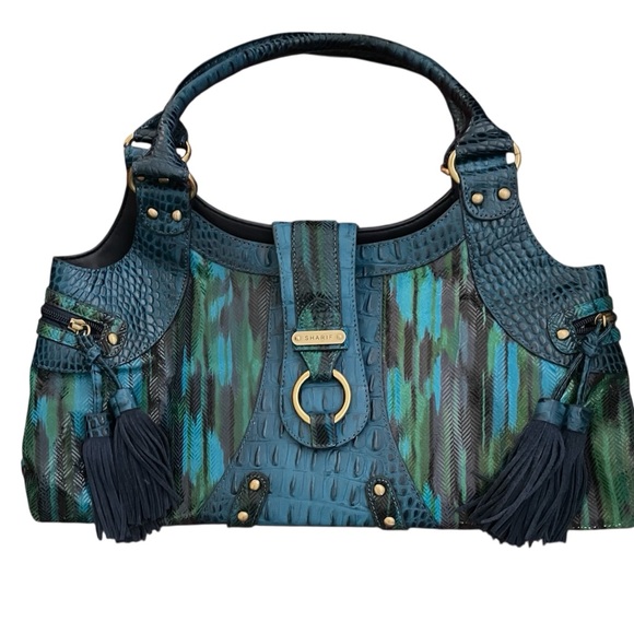 Sharif Handbags - Sharif Studio Shoulder Bag EUC Croc embossed with magnetic closure Retail $400